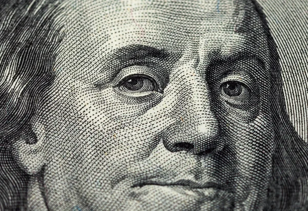 Фрагмент сто доларів законопроект з обличчя Бенджамін Франк — стокове фото