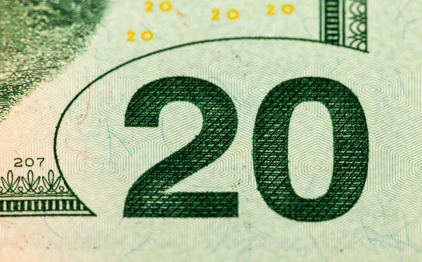 20 dolarlık banknot bir yakın çekim — Stok fotoğraf