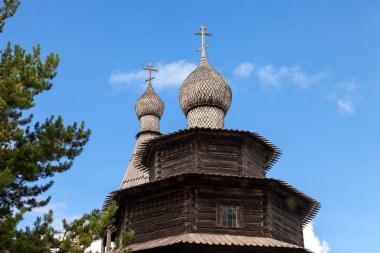 eski ahşap Ortodoks Kilisesi Novgorod, Rusya Federasyonu