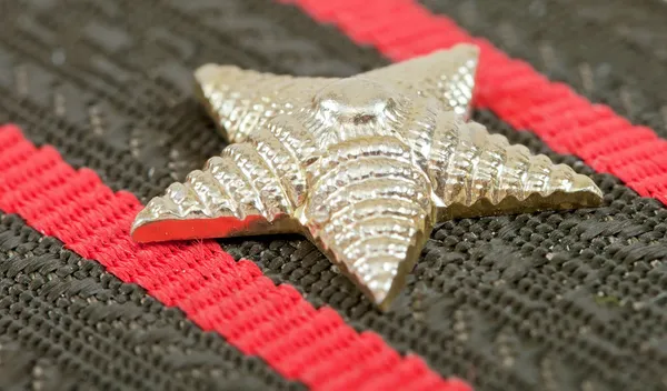 Звезда на плече офицера российской армии крупным планом — стоковое фото