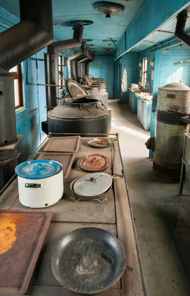 Interior of old railway wagon kitchen — Stock Photo, Image