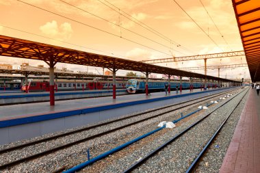 Nizhny novgorod, Rusya Federasyonu - Ağustos 27: Mosksvskiy demiryolu platformları