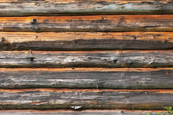 Wooden logs wall of old rural house background — Stock Photo, Image