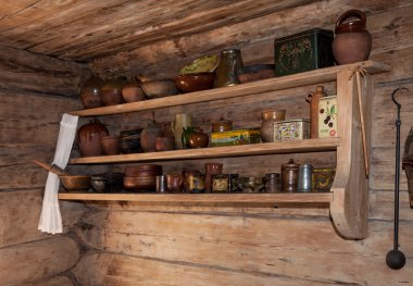 iç ahşap mimari vitoslavlitsy veliky Novgorod, Rusya Müzesi