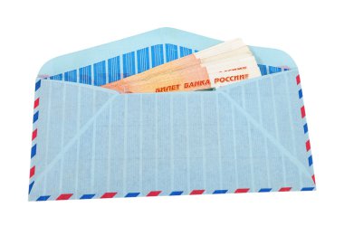 Beyaz adam izole Rus ruble nakit zarfı