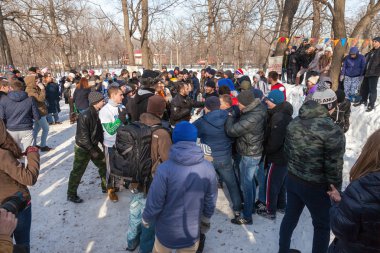 Rusya, samara - 2 Mart 2014: samara gençlik shroveti kutluyor