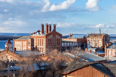 View on Zhiguli Brewery in Samara, Russia. Was founded in 1881 clipart