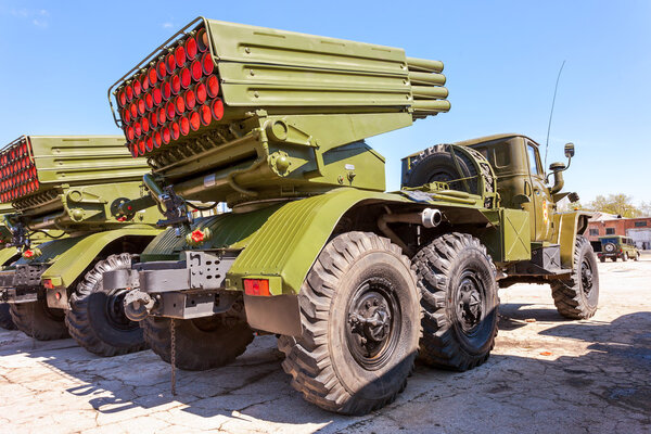 SAMARA, RUSSIA - MAY 8, 2014: BM-21 Grad 122-mm Multiple Rocket 