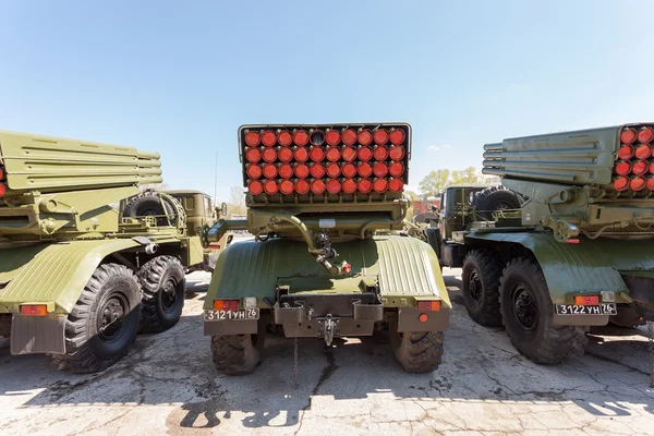 SAMARA, RUSSIA - MAY 8, 2014: BM-21 Grad 122-mm Multiple Rocket — Stock Photo, Image