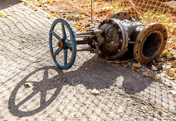 Industriële Poortklep Groot Formaat Voor Waterleidingen Een Bouwplaats — Stockfoto