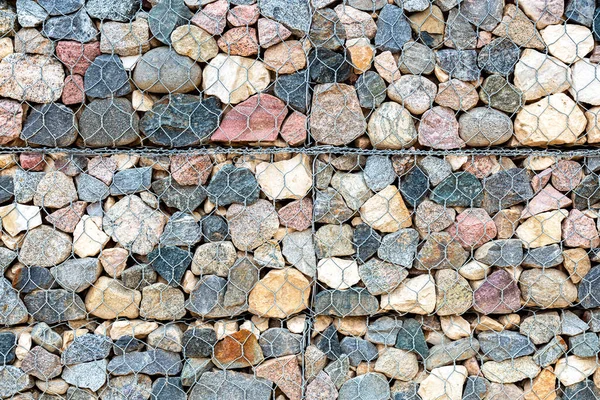 Stone Wall Metal Grid Rough Stones Background Rock Texture Metal — Stock Photo, Image