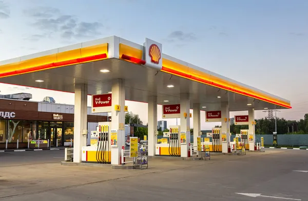 Moskou Rusland Juli 2021 Shell Tankstation Brandstofcentrale Shell Royal Dutch — Stockfoto