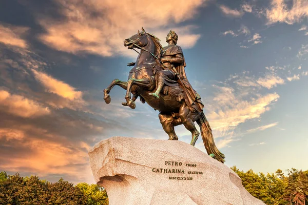 Jezdecký Pomník Ruského Císaře Petra Velikého Známý Jako Bronzový Jezdec — Stock fotografie
