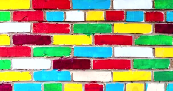 Colorful Brick Wall Multi Colored Bricks Creative Background Texture — Stock Video