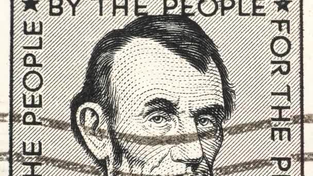 Portrait Président Abraham Lincoln Sur Timbre Poste — Video