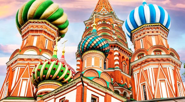 Domes Saint Basil Pokrovsky Cathedral Red Square Moscow Russia 1561 — Stock Photo, Image