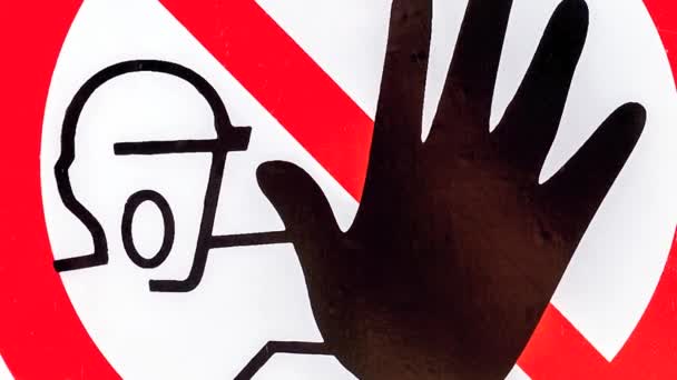 Stop Signe Danger Sur Clôture Bois Pas Accès Symbole Sur — Video