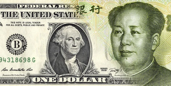 One American Dollar Smoothly Chinese Yuan Business Concept — стокове фото