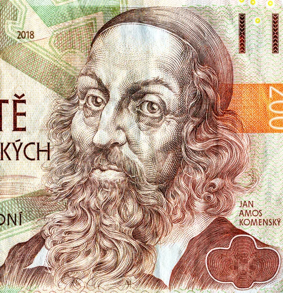 John Amos Comenius 1592 1670 Portrait Czech Money Banknote — ストック写真