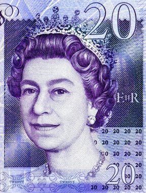 İngiltere 'den Kraliçe II. Elizabeth' in portresi. Banknotlar.