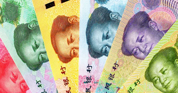Banknotes of Chinese money with portrait of Mao Zedong. Chinese paper currency
