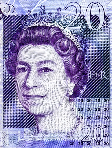 Queen Elizabeth Portrait England Pound Banknotes Close — Stockfoto