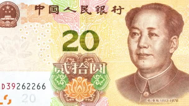 Čínská Yuanová Bankovka Čínské Peníze — Stock video
