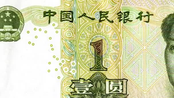 中国1元钞票和毛泽东肖像 中国纸币 — 图库视频影像