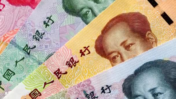 Bankbiljetten Van Chinees Geld Met Portret Van Mao Zedong Chinese — Stockvideo