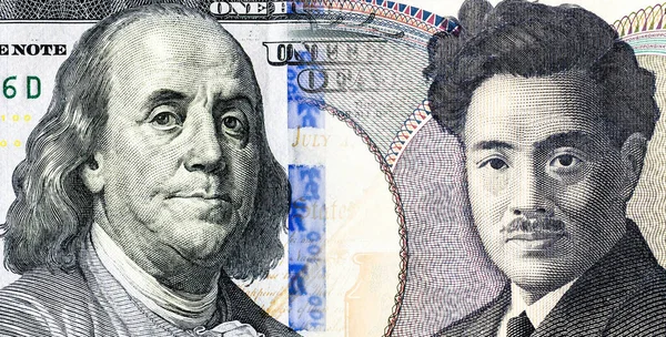 Nota Dólar Americana Suavemente Nota Iene Japonesa Conceito Negócio — Fotografia de Stock