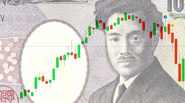 Graph Rate Chart Japanese Yen Banknote Business Concept — Fotografia de Stock