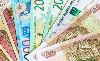 Rus kağıt para biriminden para kaynağı. İş konsepti