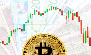 Grafik çizelgesi Bitcoin ve Euro para birimi. Bitcoin para birimi oranı. Yeni sanal para iş kavramı