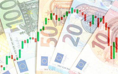 Avrupa para biriminin grafiksel çizelge çizelgesi. Avrupa para birimi oranı. İş konsepti