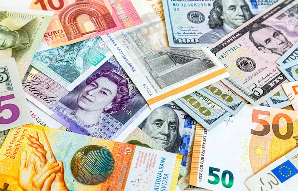 Pengar Bakgrund Från Hela Världen Papper Valuta Affärsidé — Stockfoto
