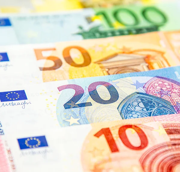 Various Banknotes Euro Currency European Paper Currency — Stockfoto