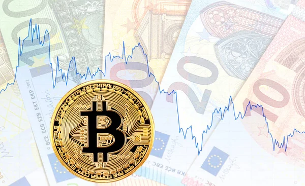 Grafik Peringkat Bitcoin Dan Mata Uang Euro Bitcoin Nilai Mata — Stok Foto