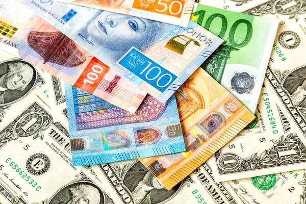 Background from various banknotes, money background. Business concept 