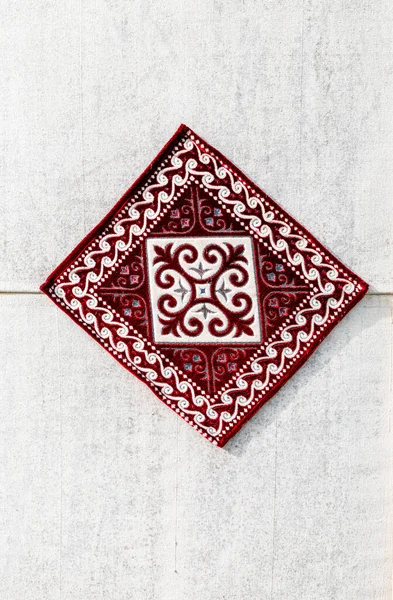 Traditional Kyrgyz Carpet Ornamen Decorative Art Nomads Background Texture Design — Stok fotoğraf