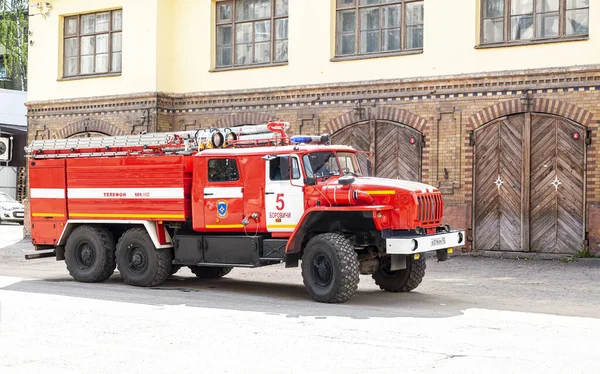 Borovichi Russia August 2021 Red Fire Truck Parked Fire Station — Foto de Stock