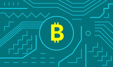 Elektronik bilgisayar bileşenli şifreli para biriminin kavramsal görüntüsü. Dijital para iş kavramı