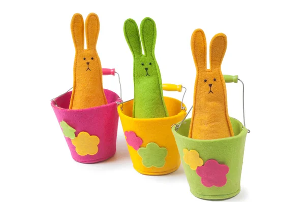 Multicolored easter bunnies — Stock Photo, Image