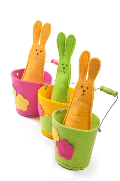 Multicolored easter bunnies (vertical view) — Stock Photo, Image