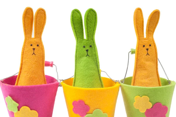 Closeup shot of multicolored easter bunnies — Stock Photo, Image