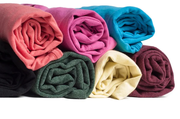 Rolos de roupas multicoloridas — Fotografia de Stock
