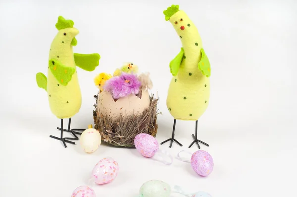 Easter chicken and cock — Stock Photo, Image