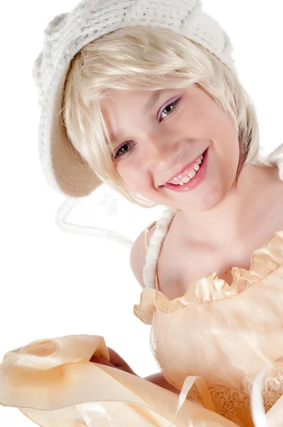 Teenager girl in hat in studio — Stock Photo, Image