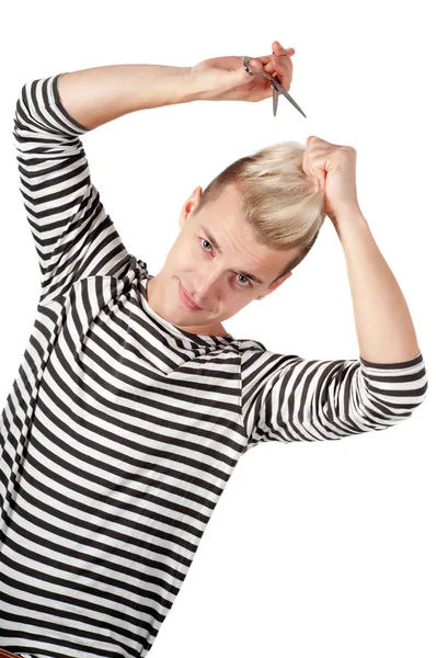 Portrait of handsome man in striped top — Stock Photo, Image