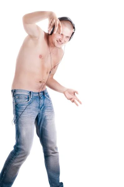 Hombre con auriculares bailando — Foto de Stock