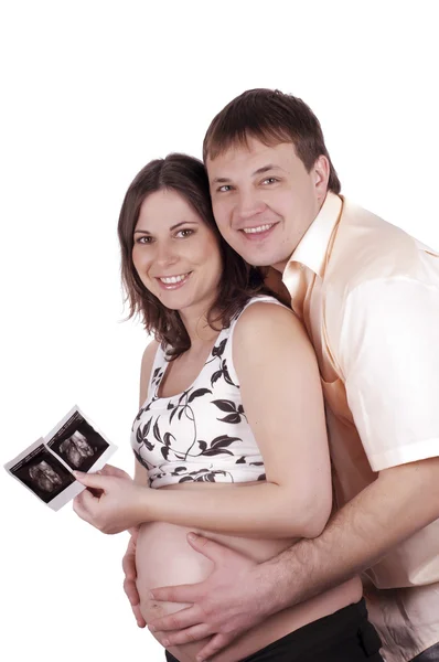 Werdende Eltern mit Babybild — Stockfoto